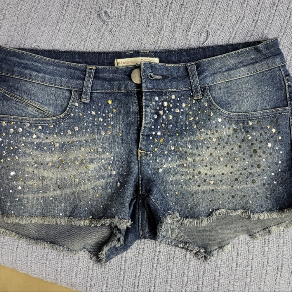 No Boundaries Blue Denim Studded Shorts